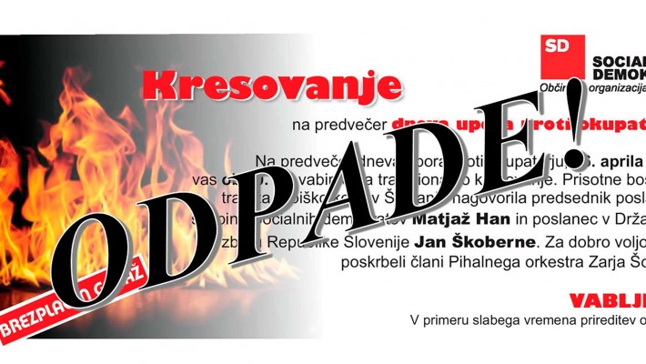 Kresovanje v Šoštanju zaradi slabega vremena odpade!