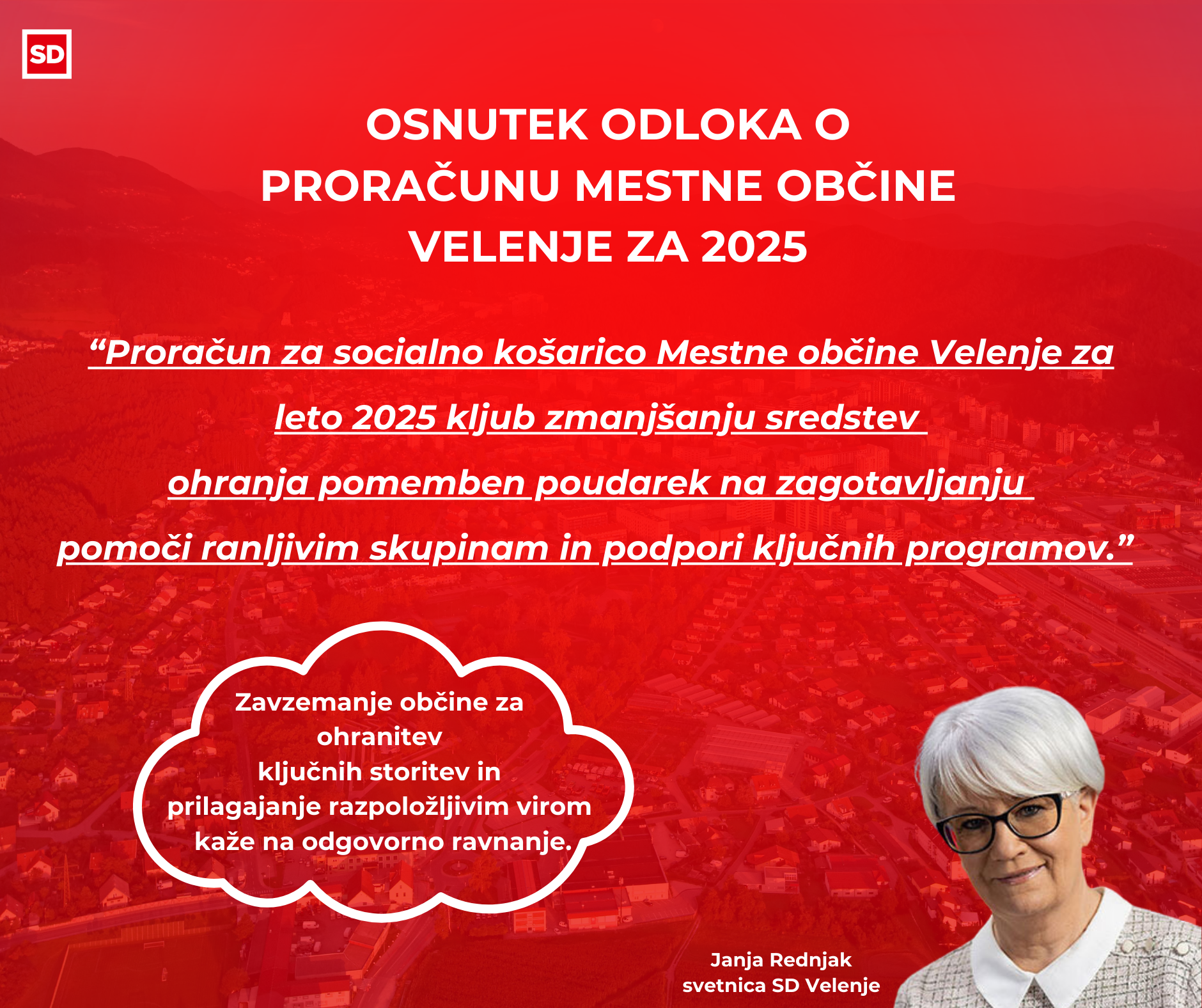 SVETNICA SD JANJA REDNJAK O OSNUTKU ODLOKA ZA PRORAČUN 2025