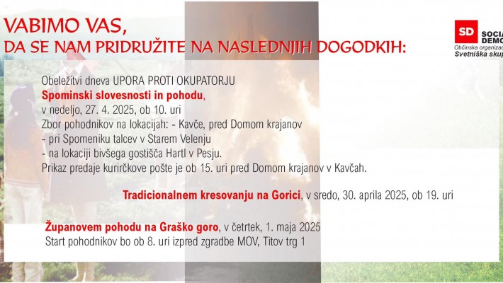 PRIHAJAJOČI DOGODKI